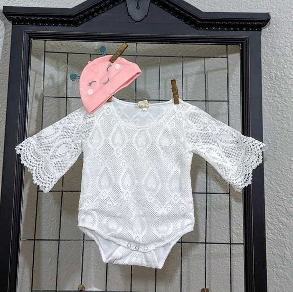 Boutique Other - 🍁🍁Boho lace Crochet bell sleeve onesie